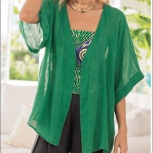 Soft Surroundings Green Topper 100% Linen Size S/M